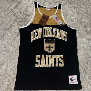 New‎ Orleans Saints Mitchell & Ness NFL Tank Top Embroidery Felt Art NWT